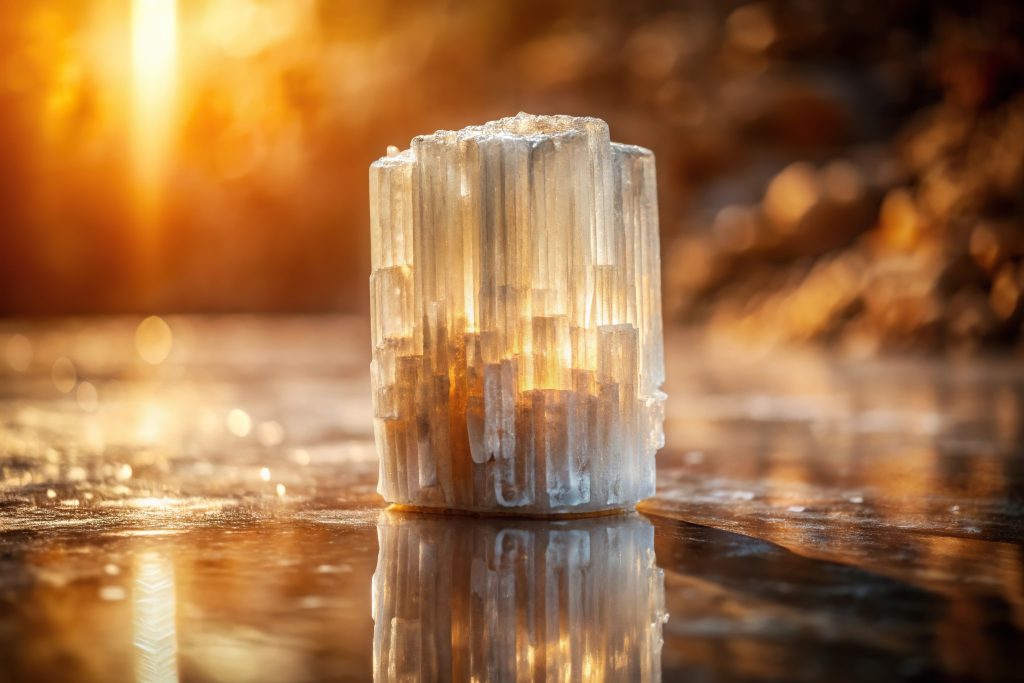 Crown chakra crystals including clear quartz and selenite
